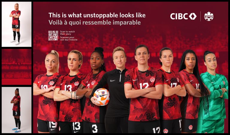 Retouch and composite supplied studio shots with stock and vector elements for CIBC World Cup Soccer OOH